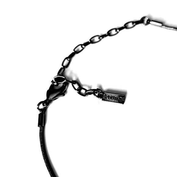 SPOUTNIK Titanium Black Chain Link Circles & Floral Shapes Rhinestone Necklace - Picture 7 of 8